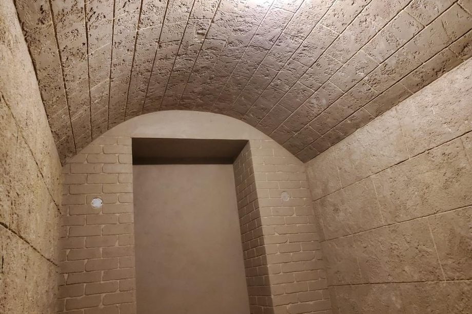 A barrel-vaulted wine cellar in Stonecoat.