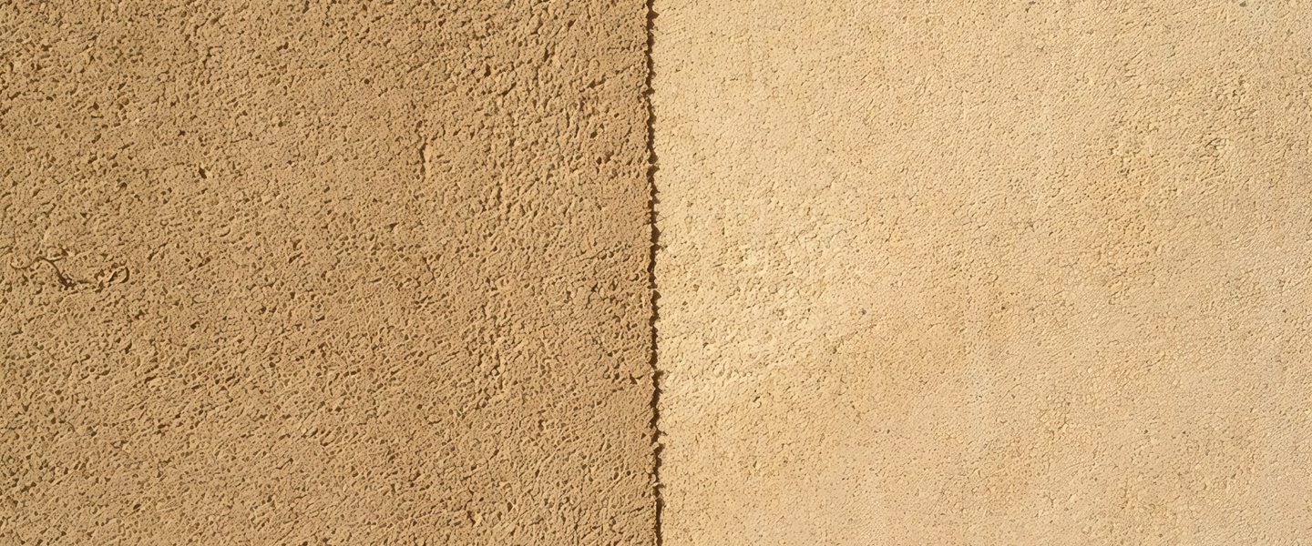 A tan surface, rough beside smooth.
